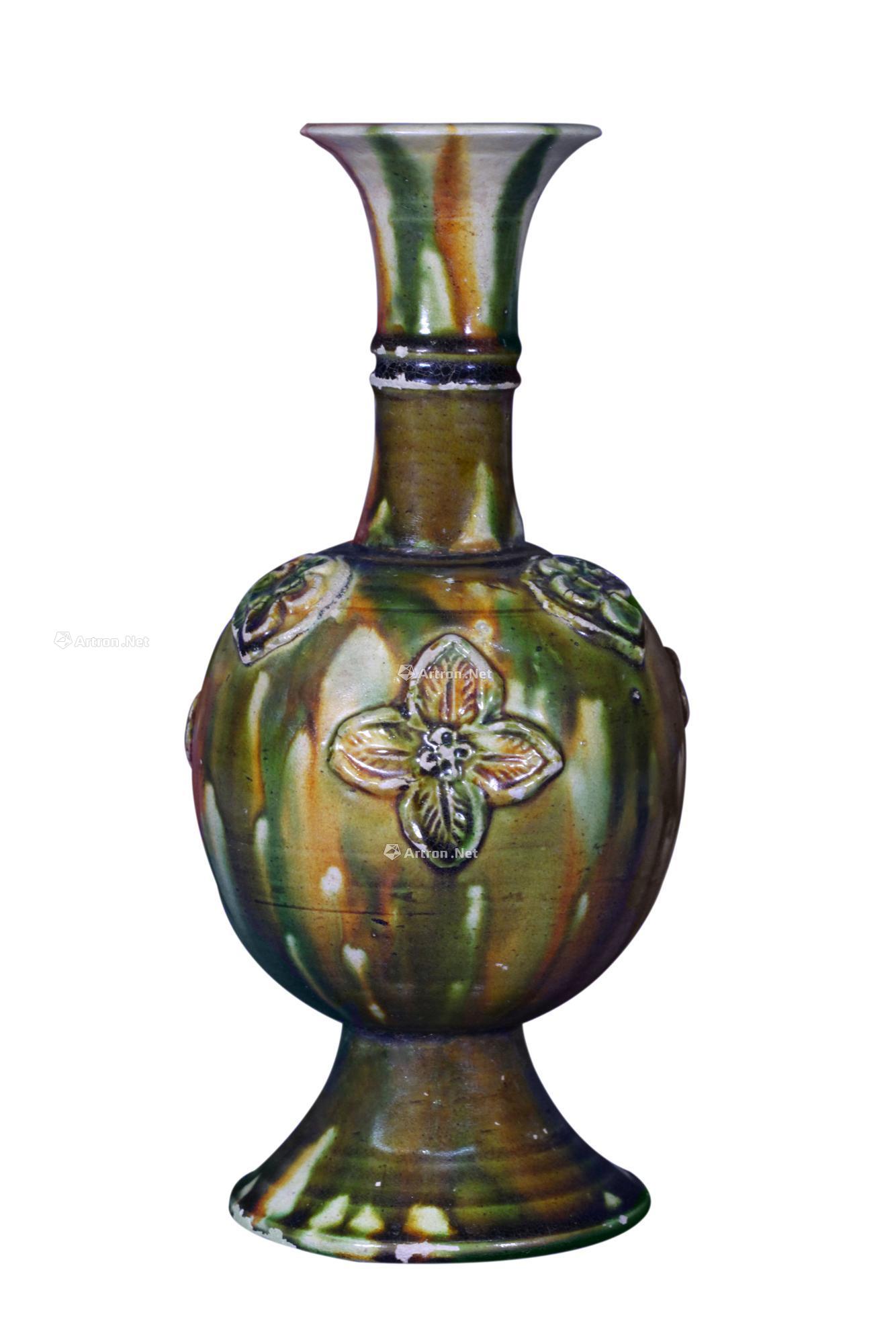 0206 唐 三彩贴花瓶