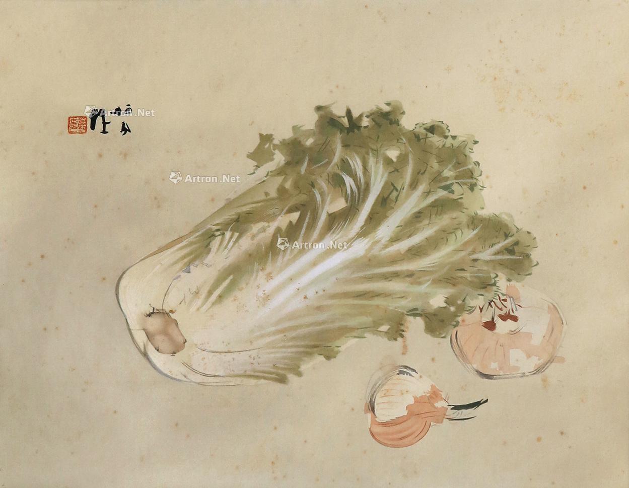 0908白菜立轴设色绢本