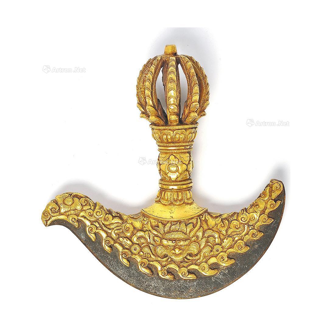 049119世纪铜鎏金金刚钺刀