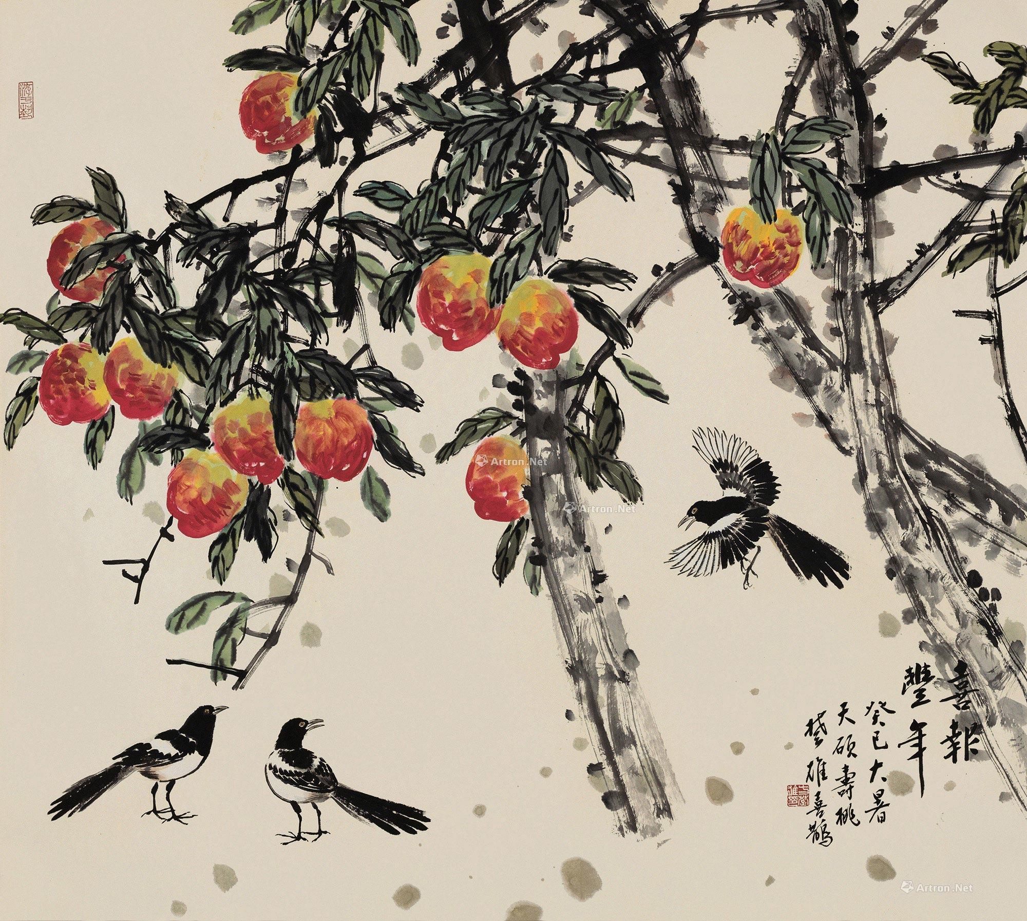 0177癸巳2013年作喜报丰年镜片设色纸本