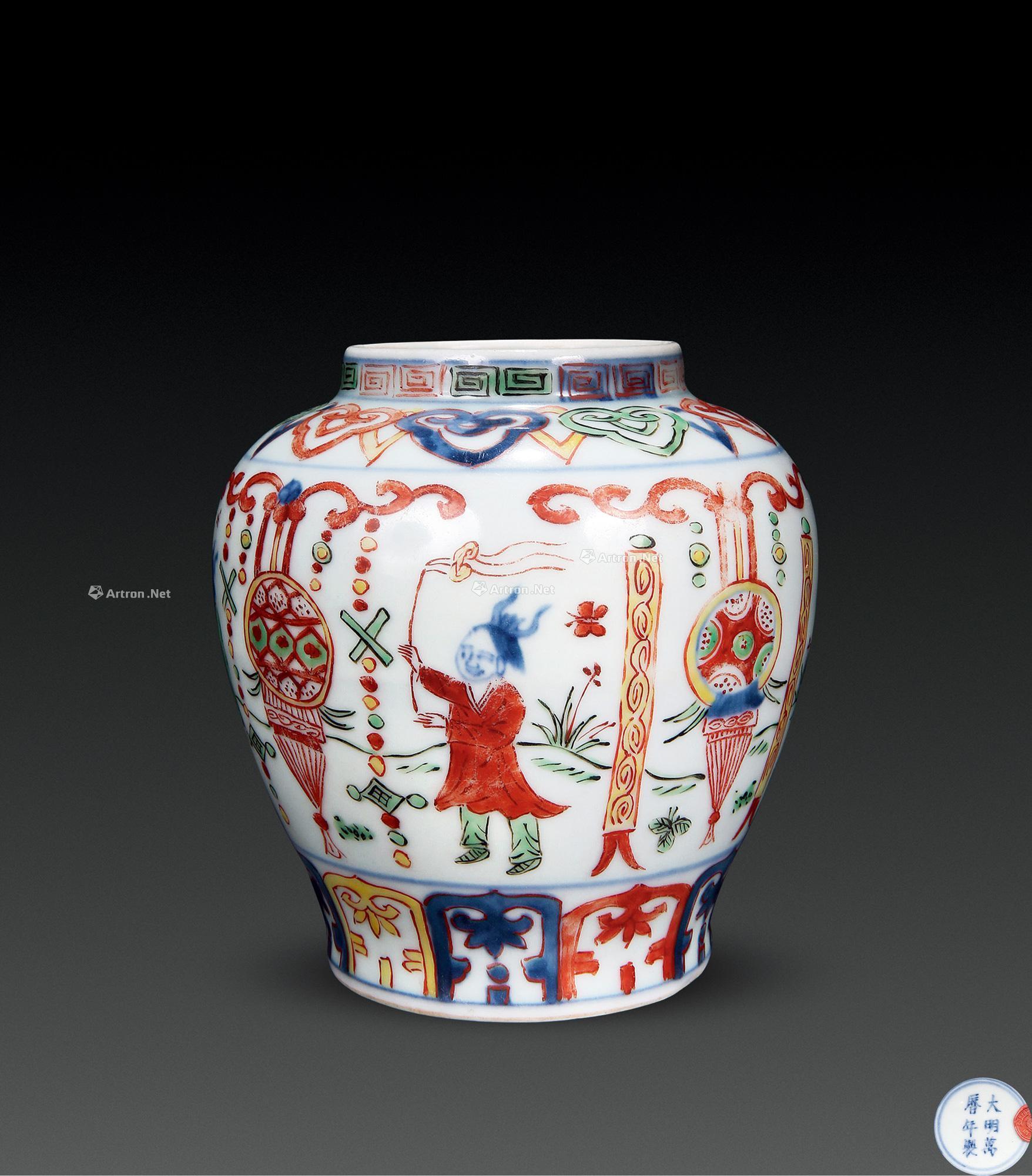 五彩五谷丰登人物图罐-珍瓷萃美——历代瓷器专场-雅昌拍卖