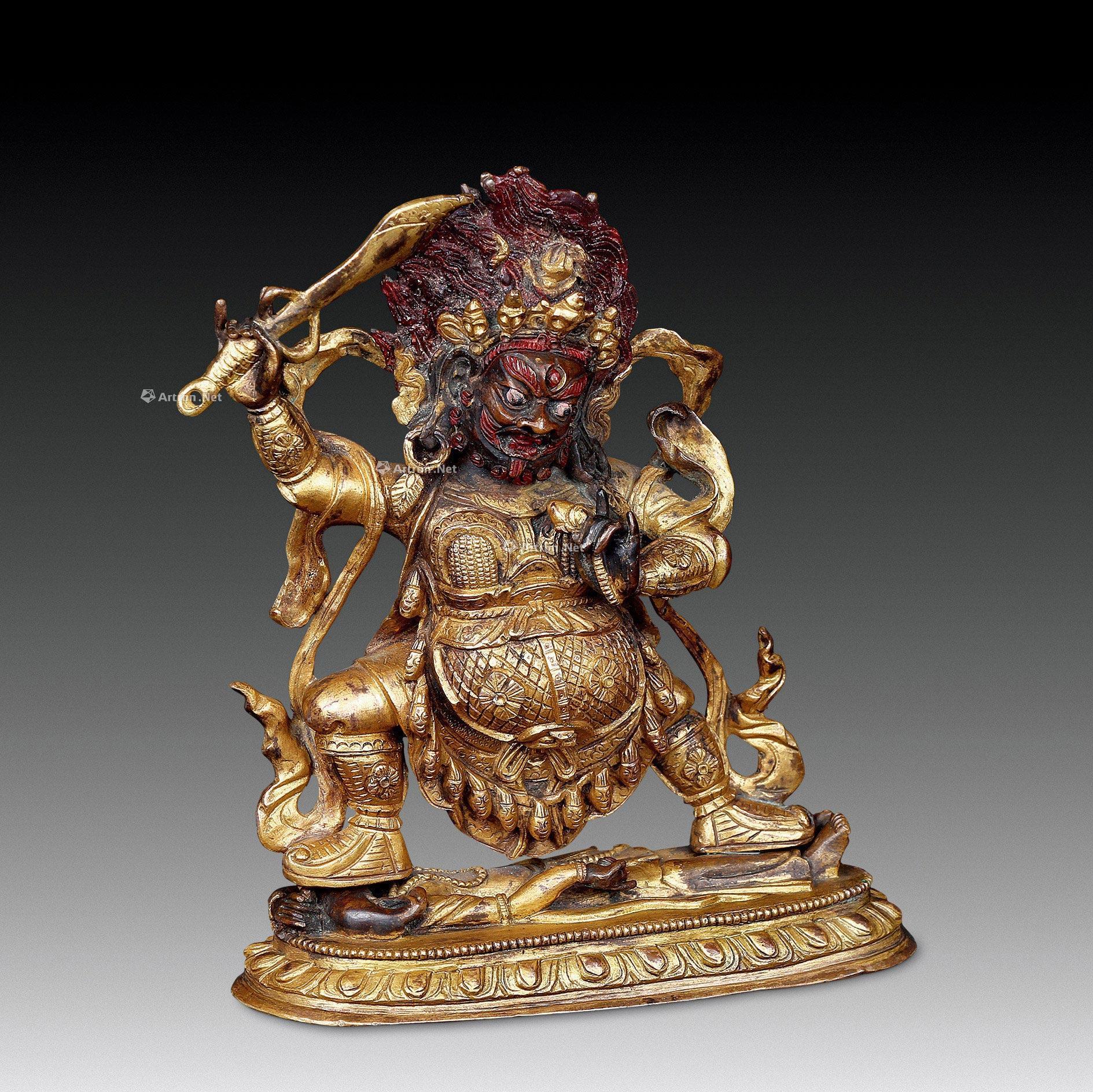 0608清铜鎏金大威德金刚佛像一件