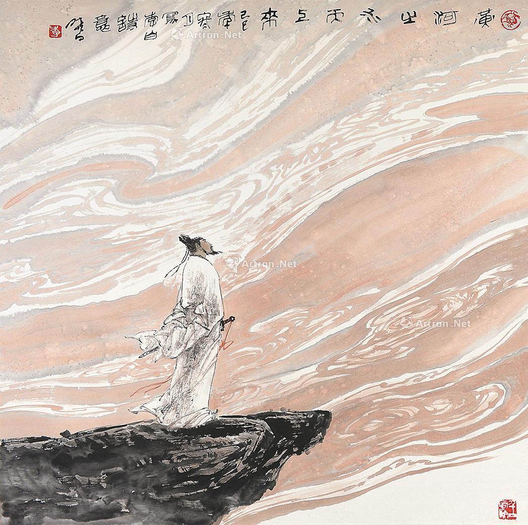 0851 己巳(1989年)作 黄河之水天上来 镜片 设色纸本