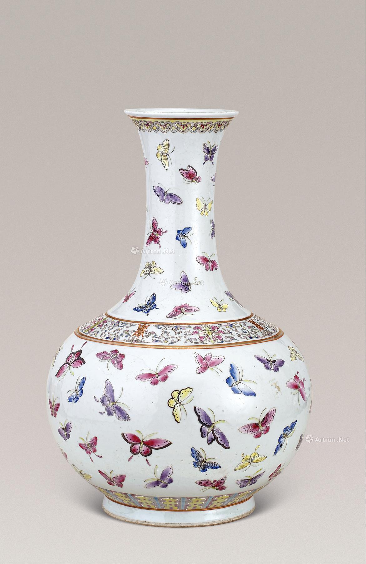 【民国 粉彩百蝶图赏瓶】拍卖品_图片_价格_鉴赏_民国瓷器_雅昌艺术品