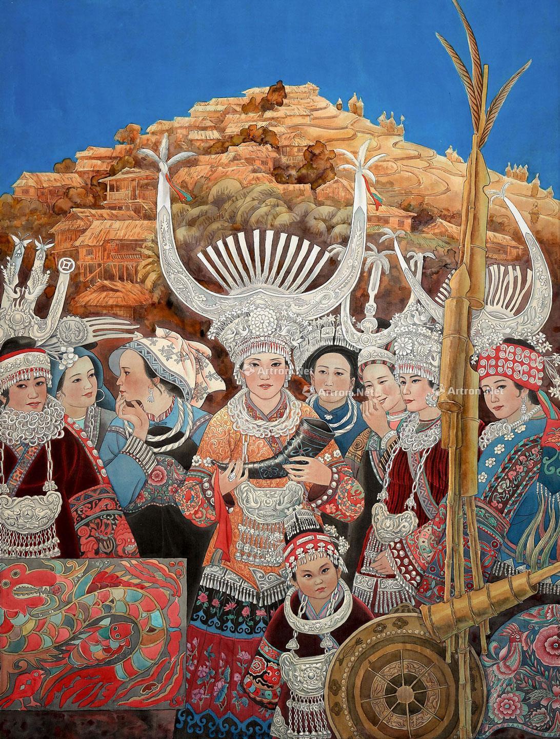 【苗寨情深 立轴 纸本】拍卖品_图片_价格_鉴赏_绘画_雅昌艺术品拍卖