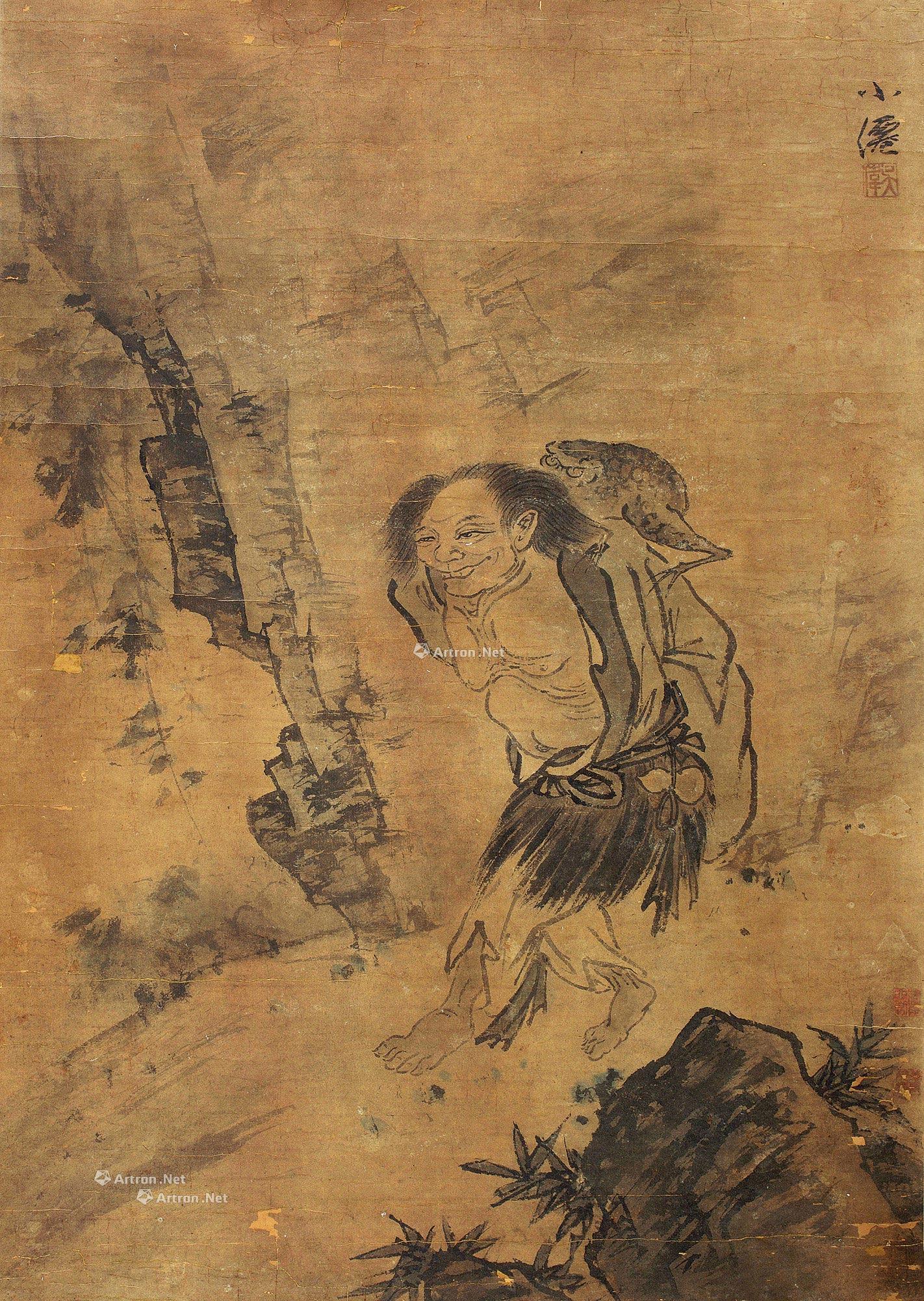 1902刘海戏金蟾立轴纸本