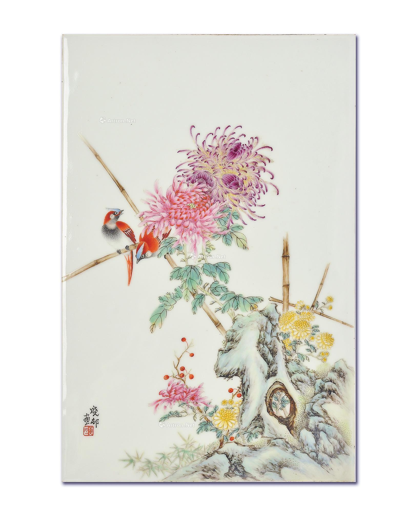 瓷板画花草图片