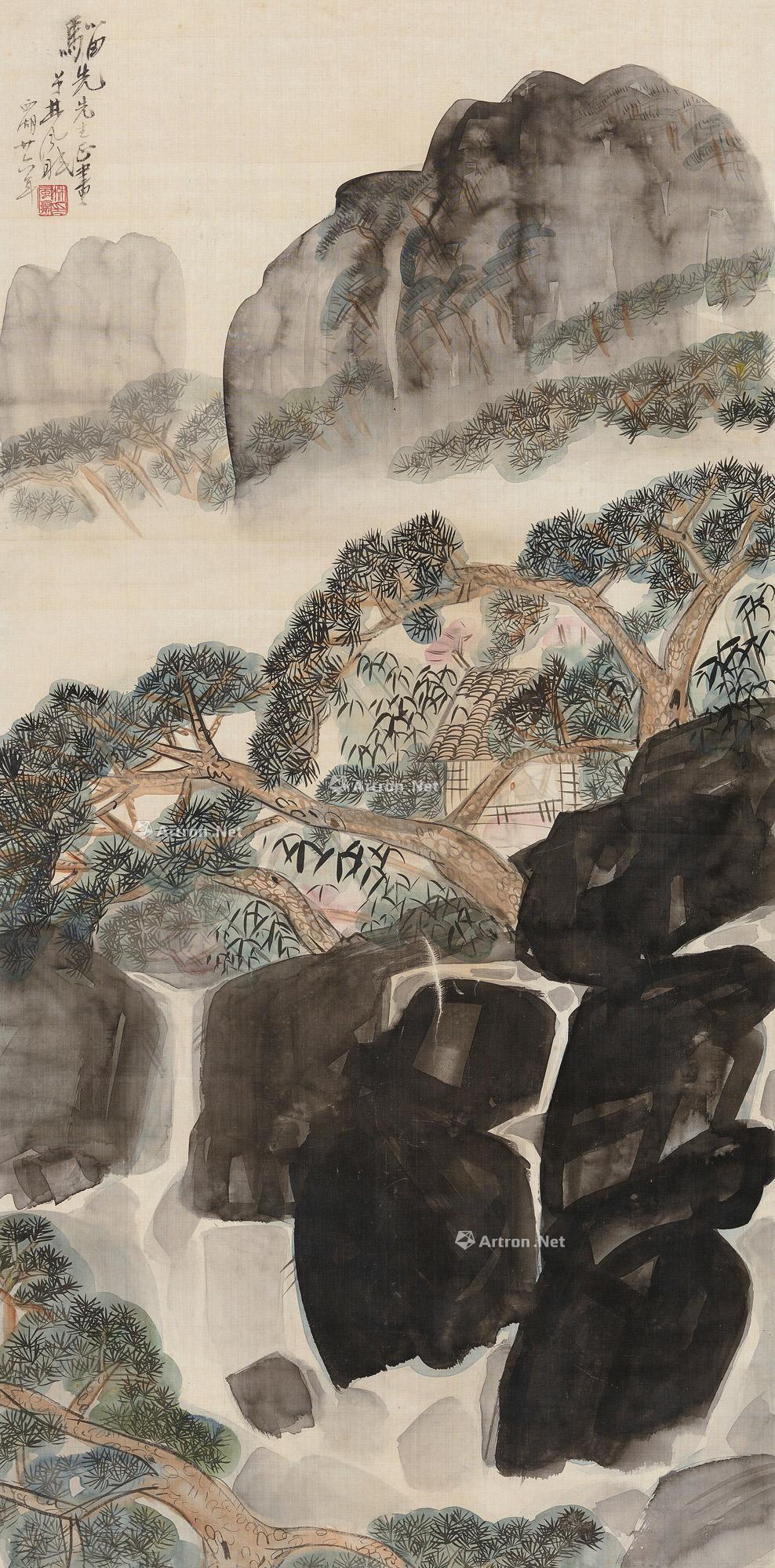 【1937年作 松涧流泉 立轴 设色绢本】拍卖品_图片_价格_鉴赏_绘画_雅昌艺术品拍卖网