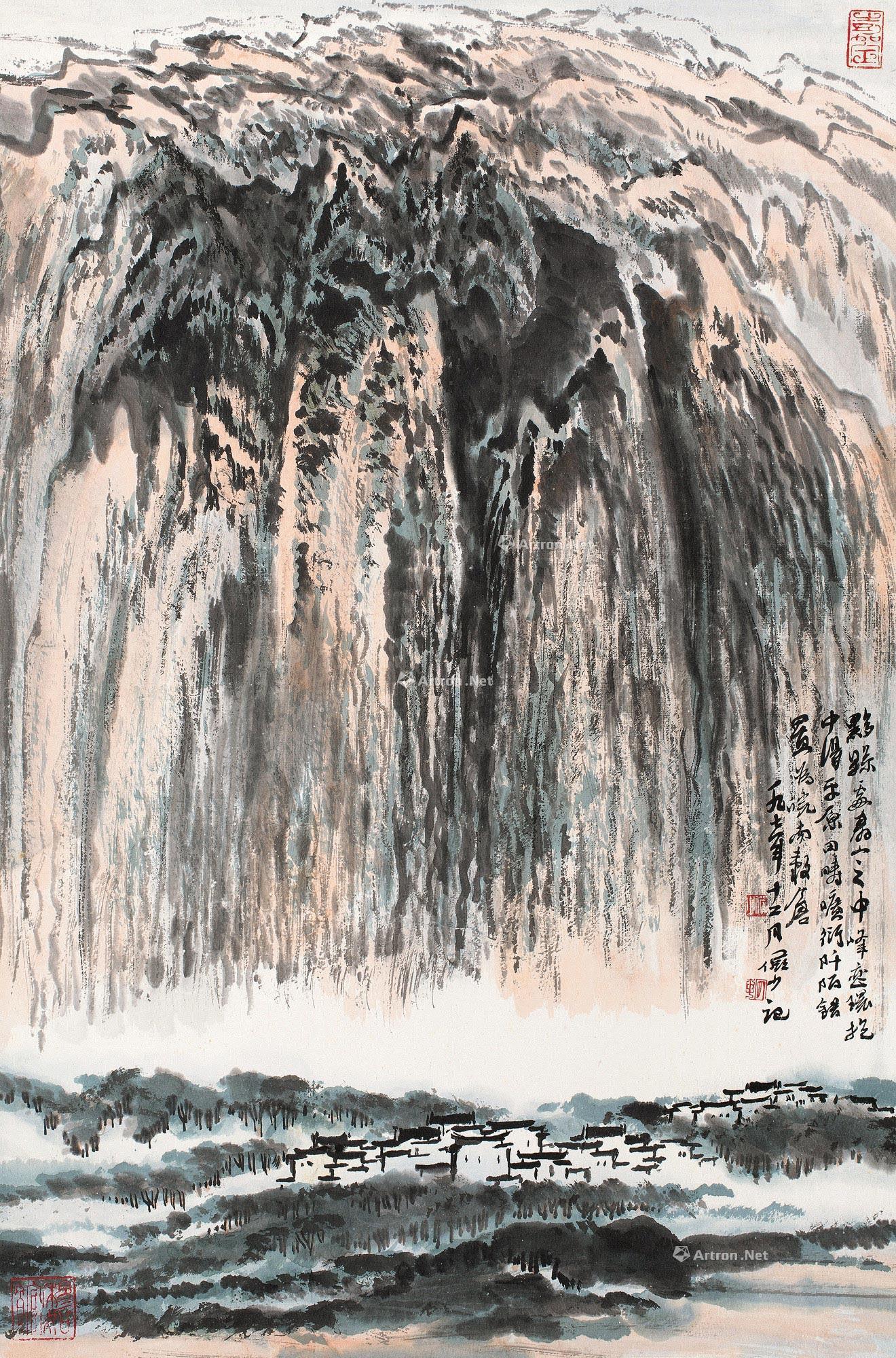 05611978年作皖南谷仓立轴设色纸本