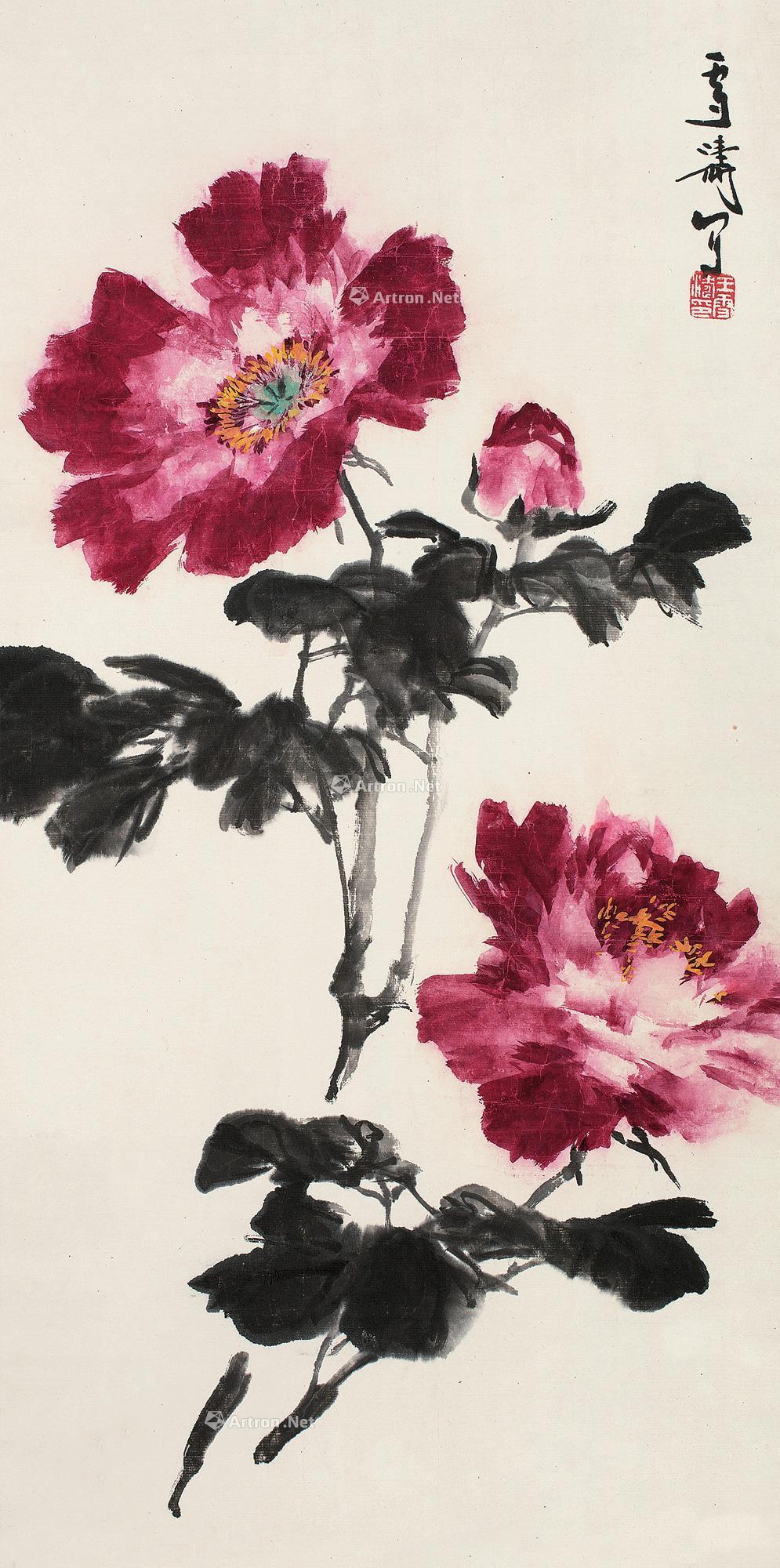 0722牡丹立轴设色纸本
