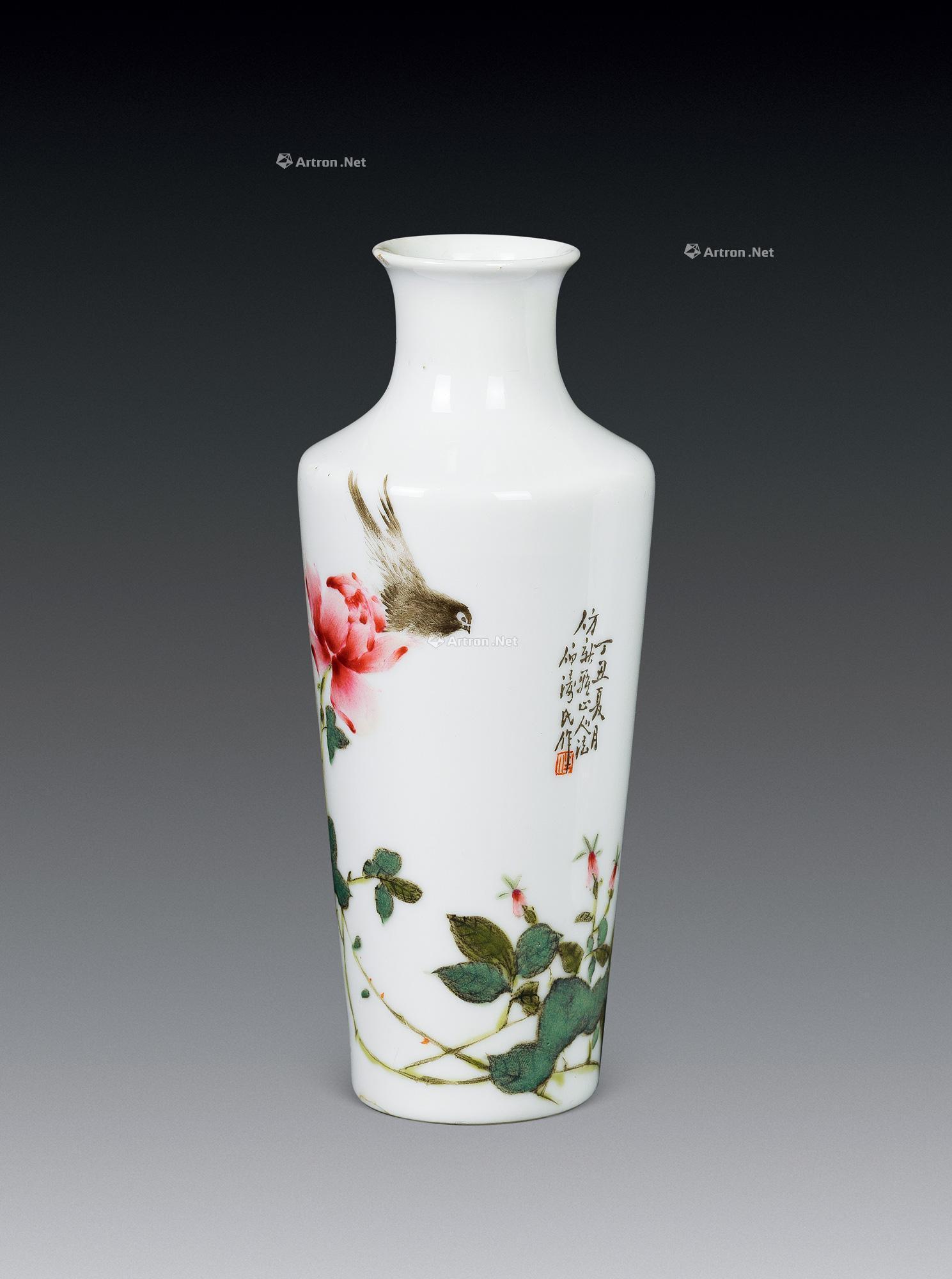 【毕伯涛 粉彩花鸟瓶】拍卖品_图片_价格_鉴赏_民国瓷器_雅昌艺术品