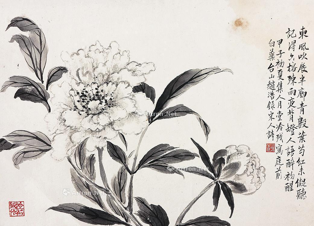 【白芍药 镜心 水墨纸本】拍卖品_图片_价格_鉴赏_绘画_雅昌艺术品拍卖网