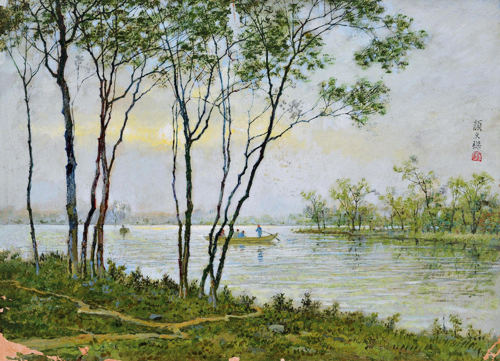 湖边风景图画图片