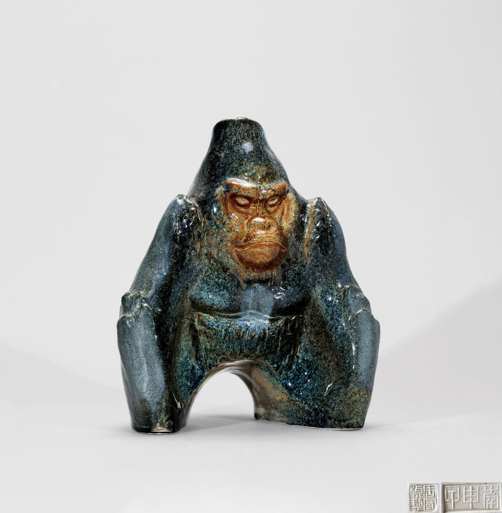 【2015年 周国桢 高温色釉《大猴王》瓷塑】拍卖品_图片_价格_鉴赏_现