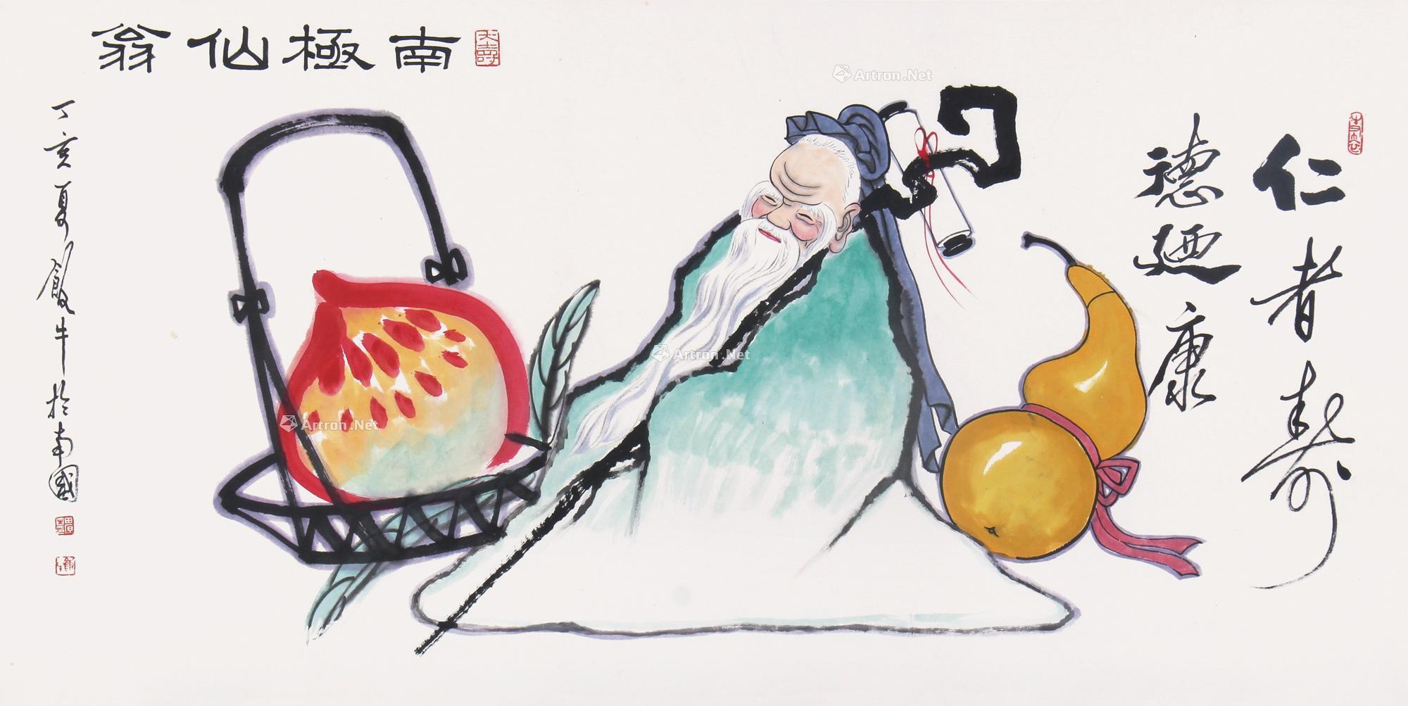 1043南极仙翁镜片设色纸本