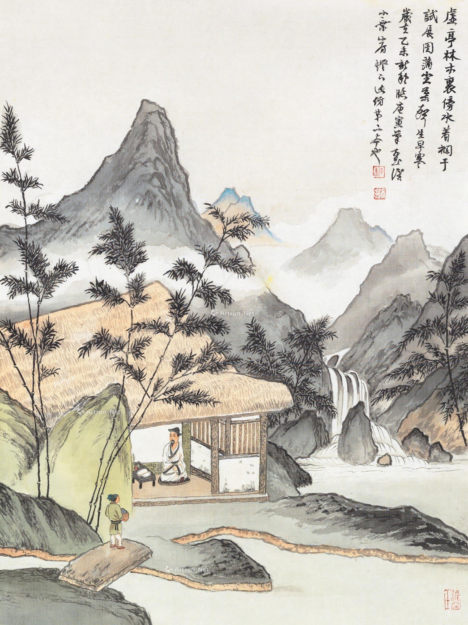 0600乙未2015年作唐寅诗意镜片设色绢本