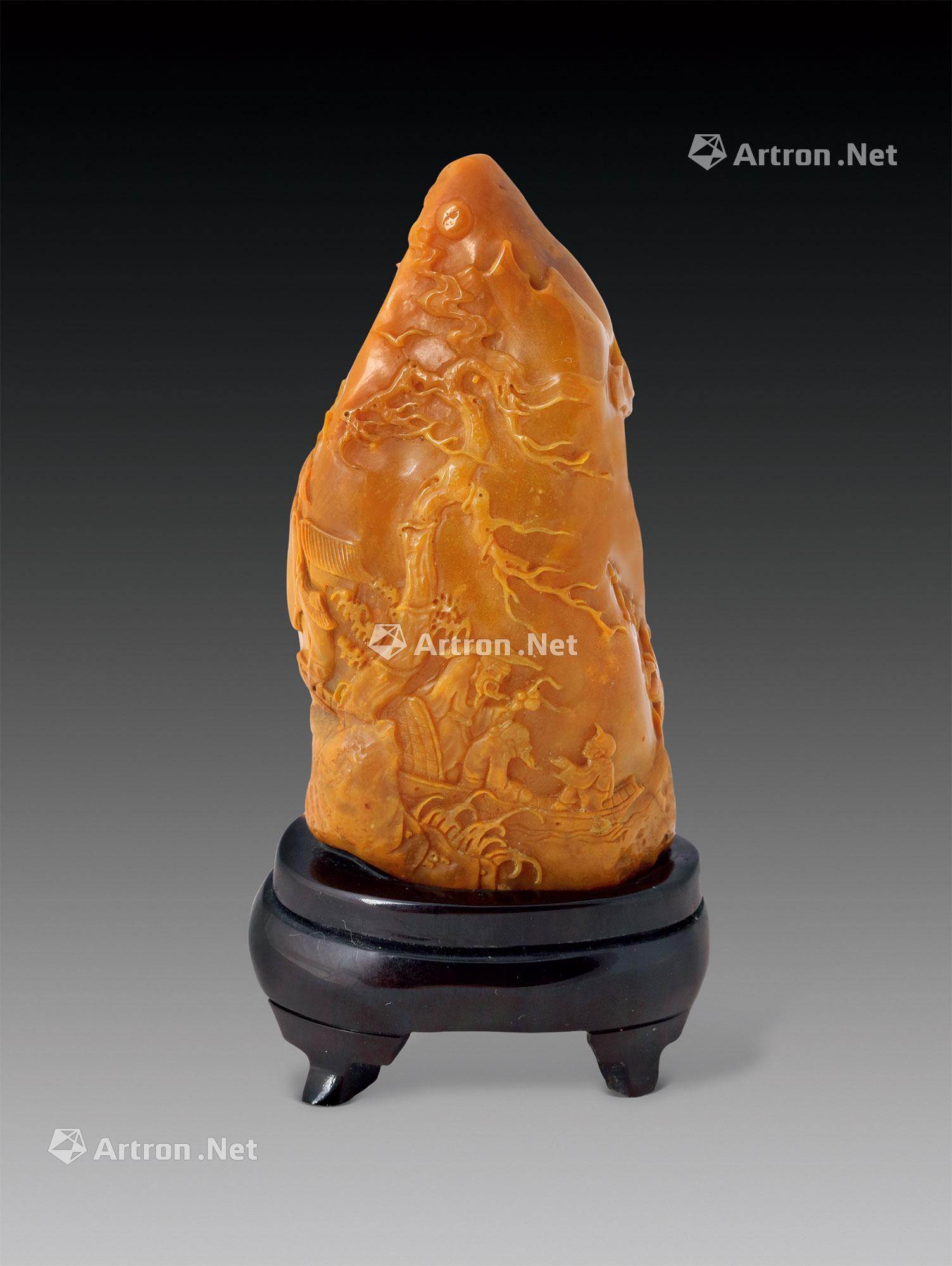 0772昌化田黄石薄意摆件