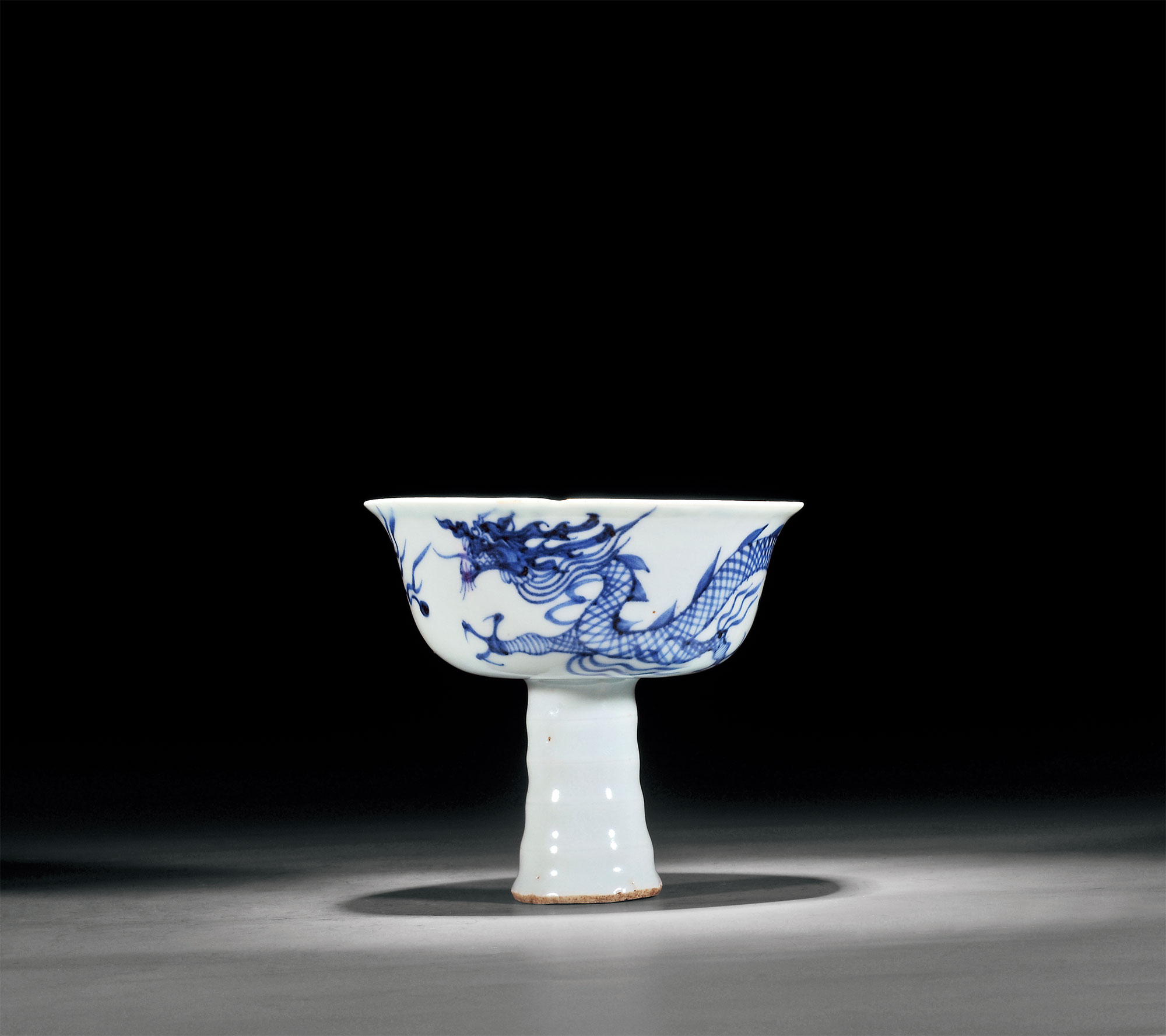 【元 内模印外青花云龙纹高足碗】拍卖品_图片_价格_鉴赏_元代以前