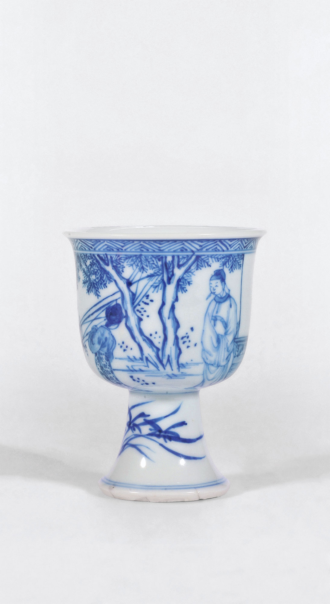 【清康熙早期 青花人物纹高足杯】拍卖品_图片_价格_鉴赏_清代青花