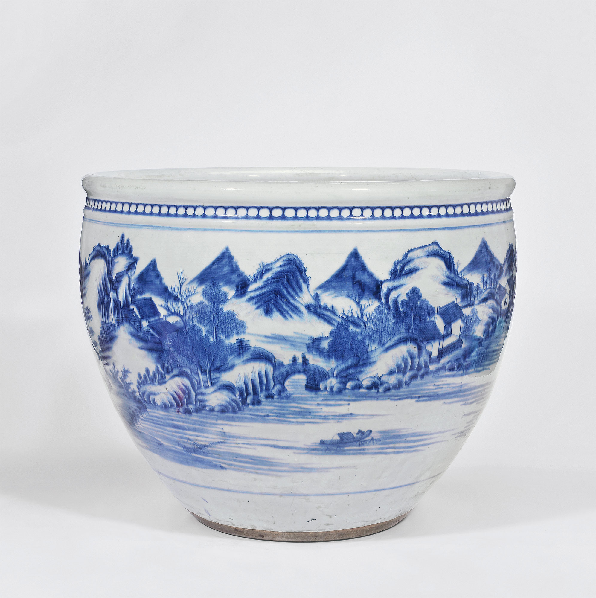 【清雍正 青花山水人物纹大缸】拍卖品_图片_价格_鉴赏_清代青花瓷器