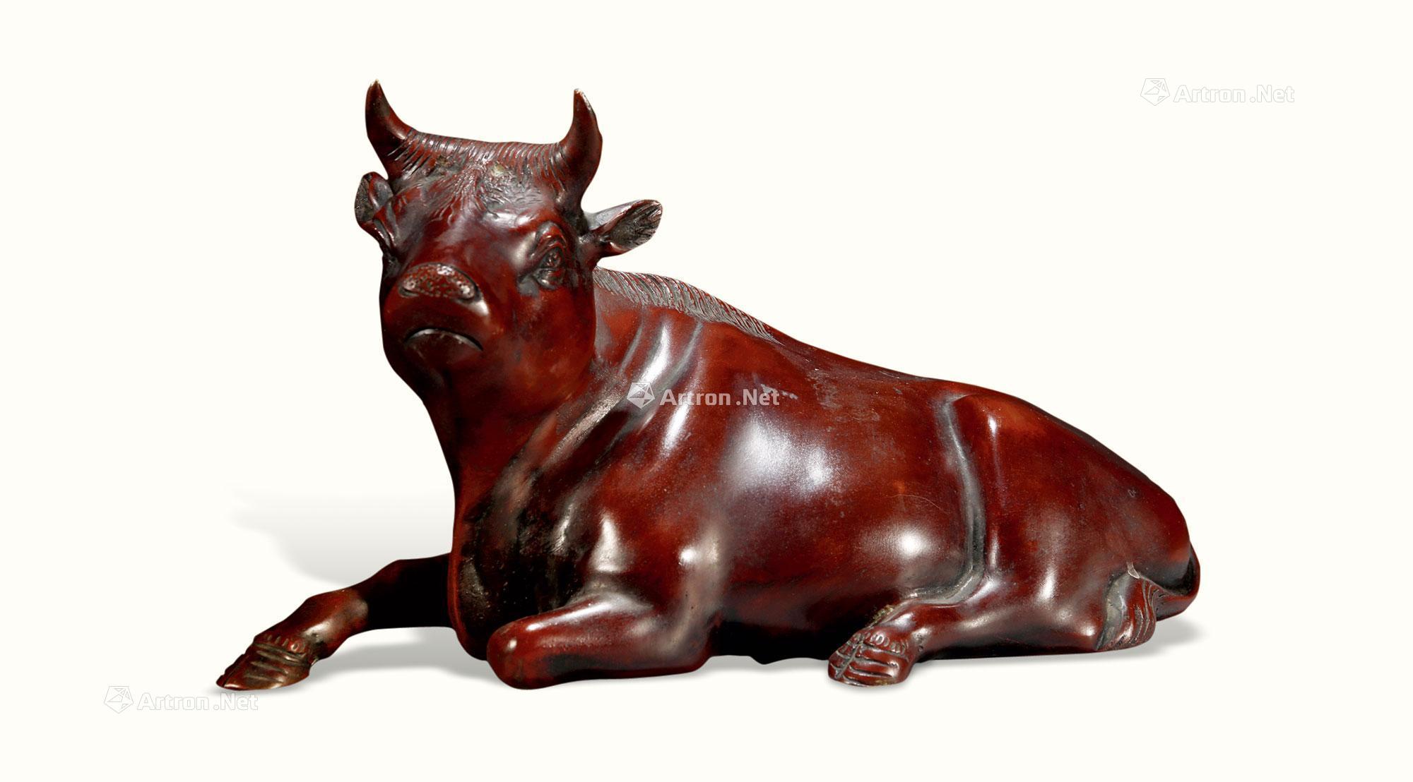 0048民国铜卧牛摆件