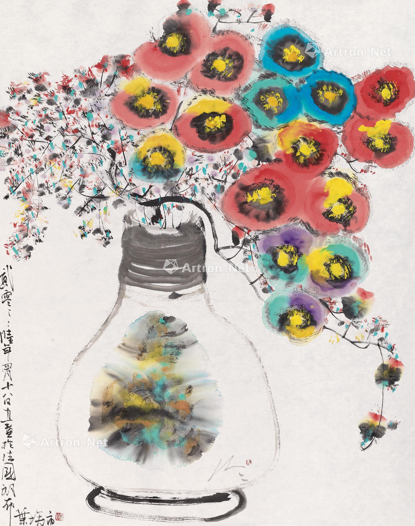 【瓶花 镜片 设色纸本】拍卖品_图片_价格_鉴赏_绘画_雅昌艺术品拍卖