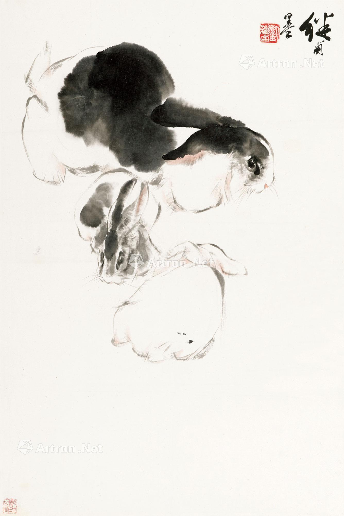 0423 兔 立轴 纸本设色