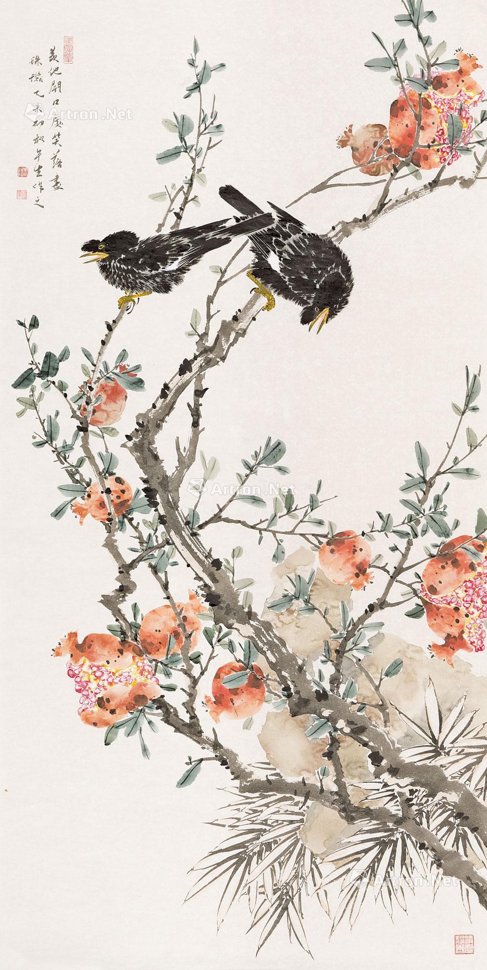 0470春华秋实镜心纸本设色