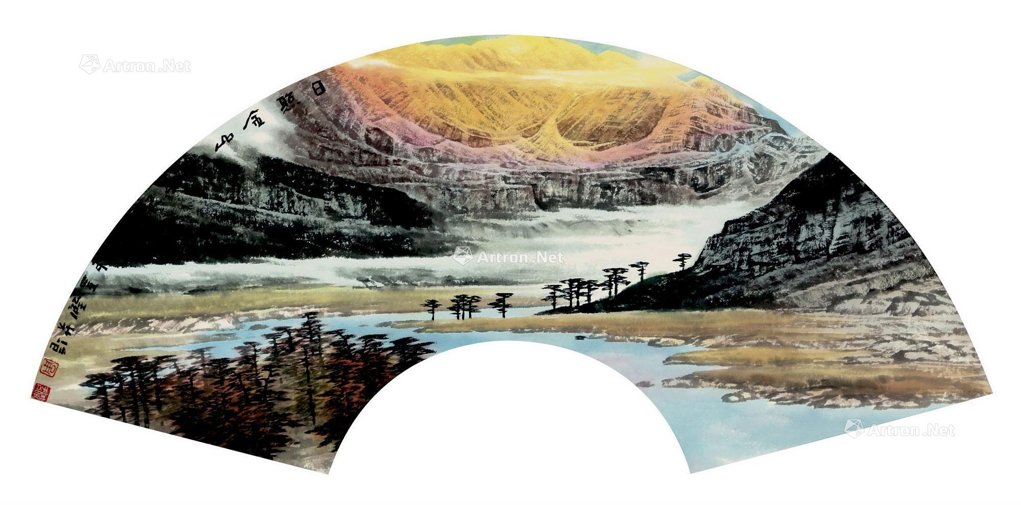 【2014年作 日照金山 带框 设色纸本】拍卖品_图片_价格_鉴赏_绘画