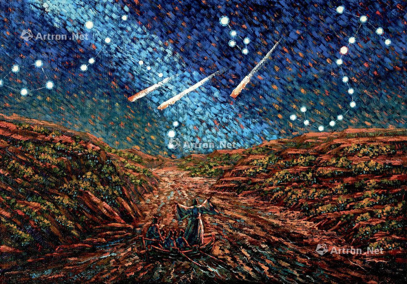2502 2015年作 浪淘沙 带框 布面油画