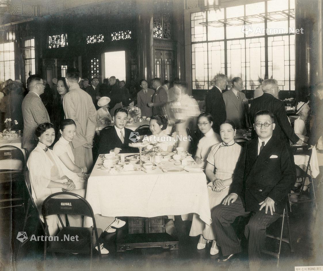 1930年作民国上海市长吴铁城大幅合影 3张 银盐纸基 拍卖品 图片