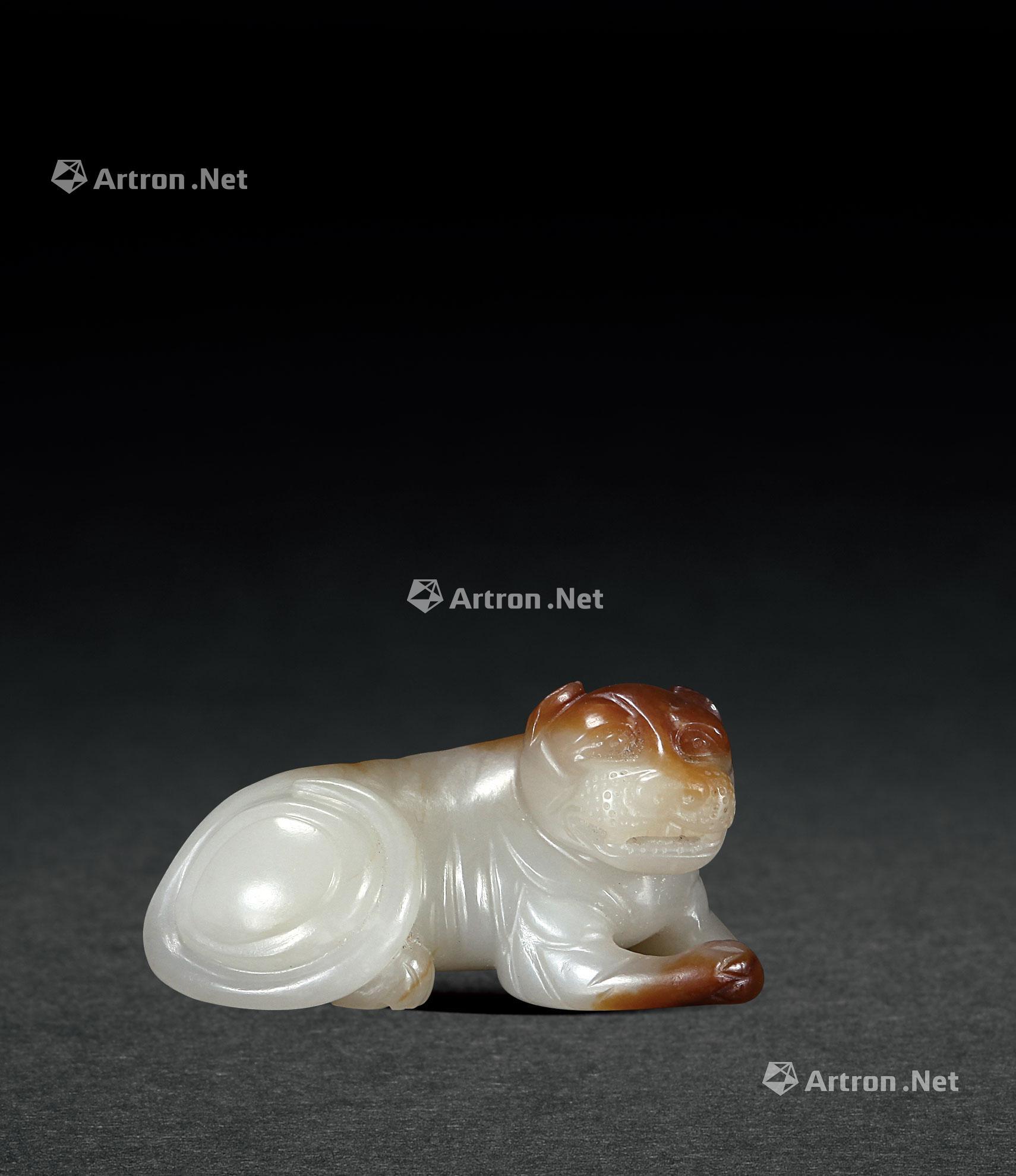 1206 明代 白玉雕"卧犬""鸿运当头"