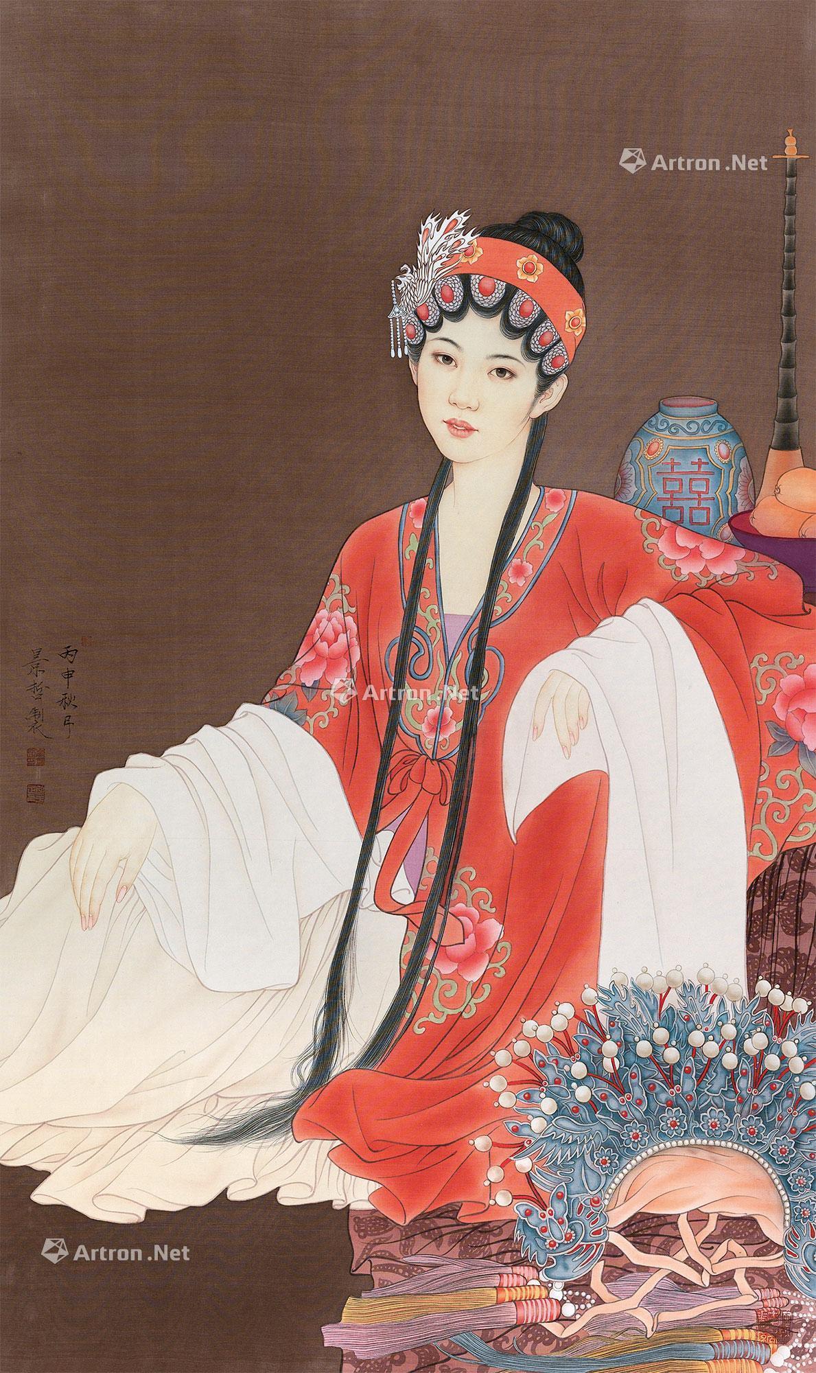 13422016年作人生如戏镜心设色绢本