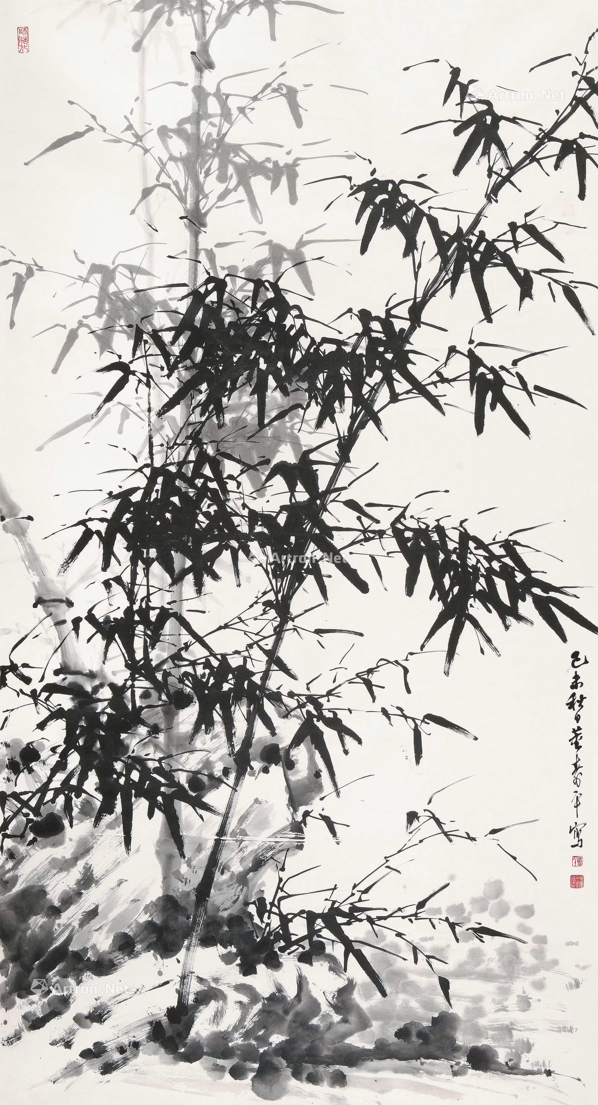 【1979年作 竹石图 镜心 水墨纸本】拍卖品_图片_价格_鉴赏_绘画_雅昌艺术品拍卖网