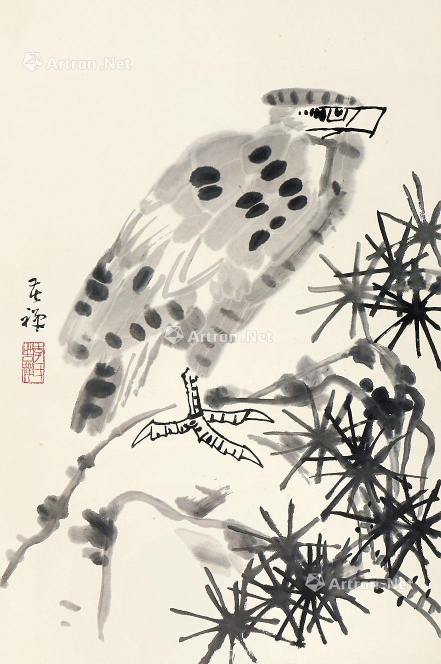 0425 鹰 立轴 纸本