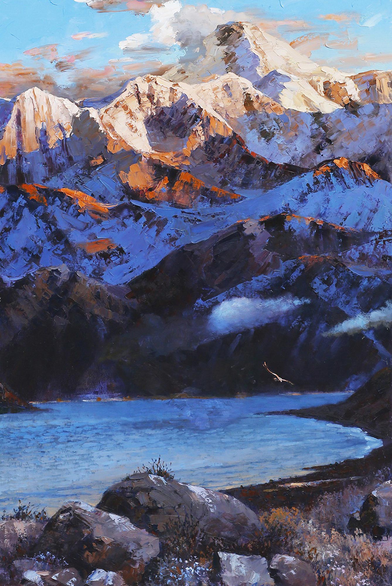 0118贡嘎山云霞布面油画