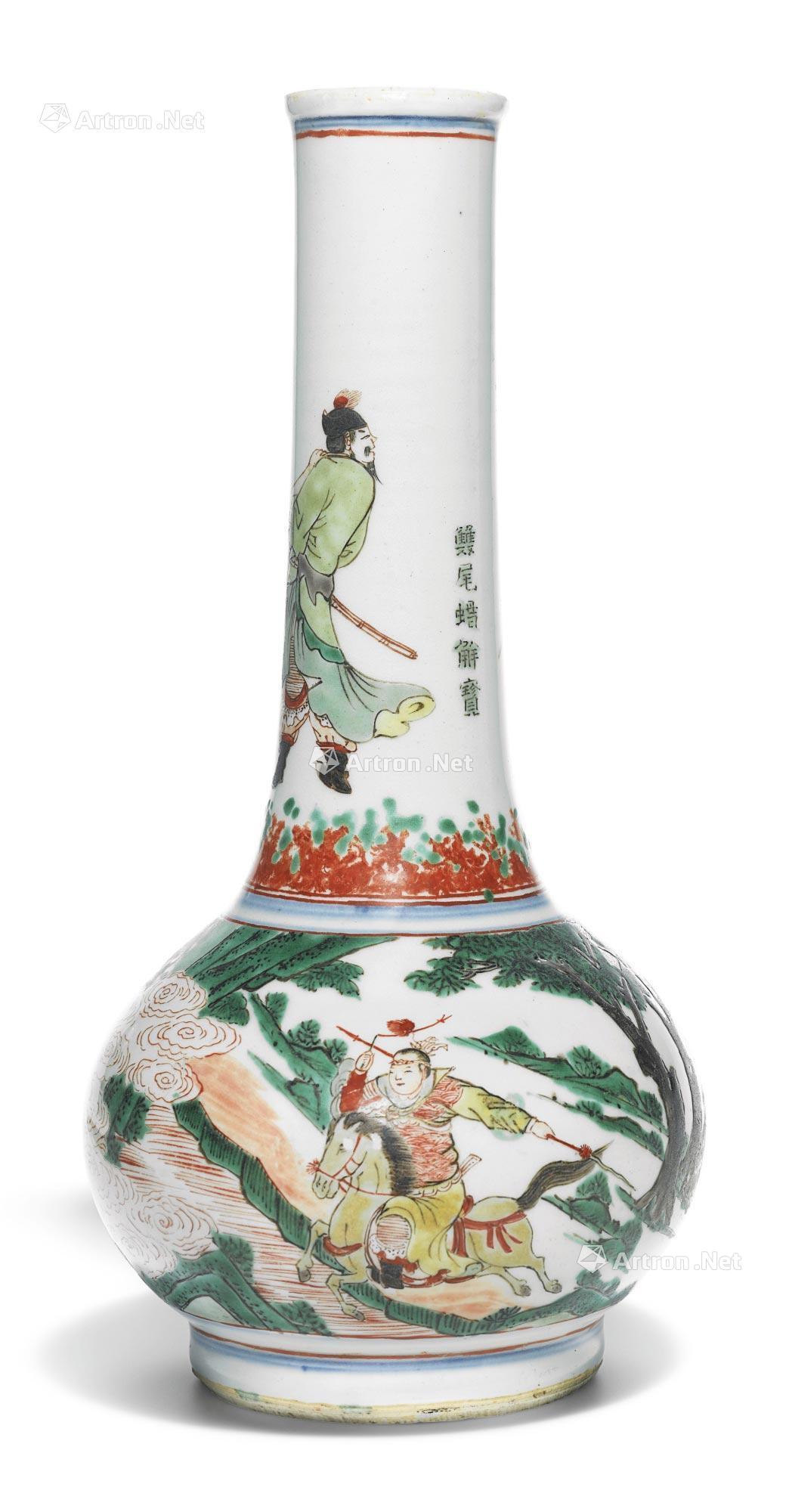 康熙 五彩水浒传人物图长颈瓶】拍卖品_图片_价格_鉴赏_清代五彩瓷器