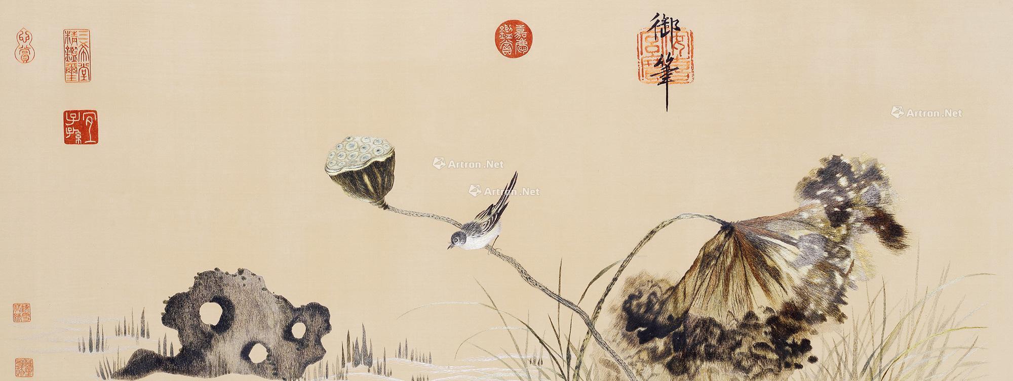 1257刺绣朱瞻基莲蓬图