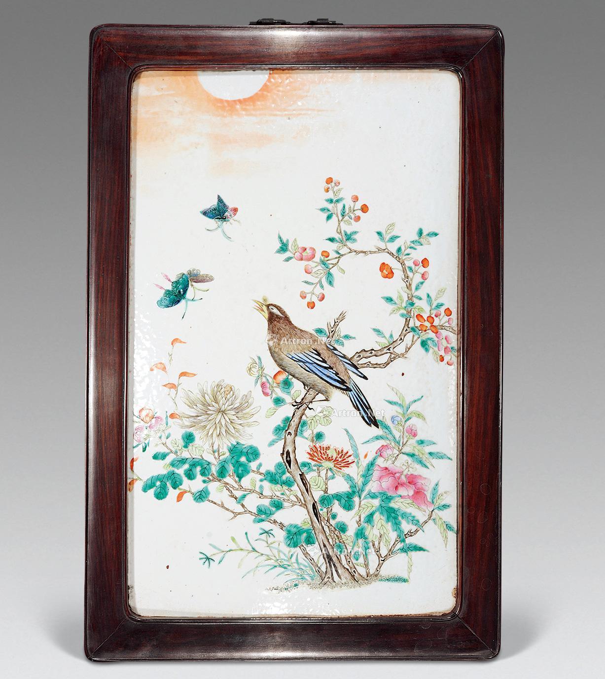 1460 清 粉彩花鸟瓷板画