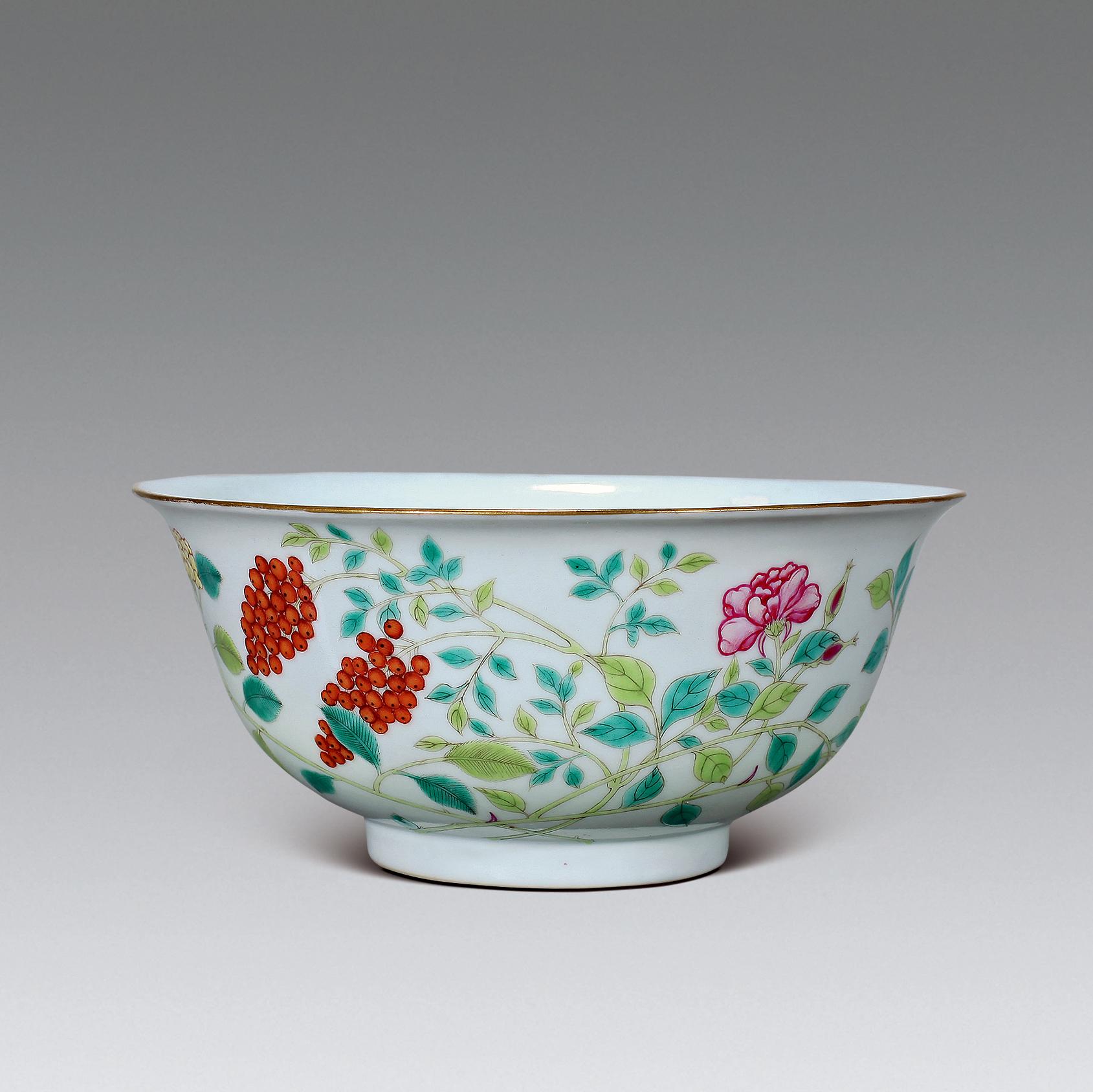 【清乾隆 粉彩花卉大碗】拍卖品_图片_价格_鉴赏_清代粉彩瓷器_雅昌