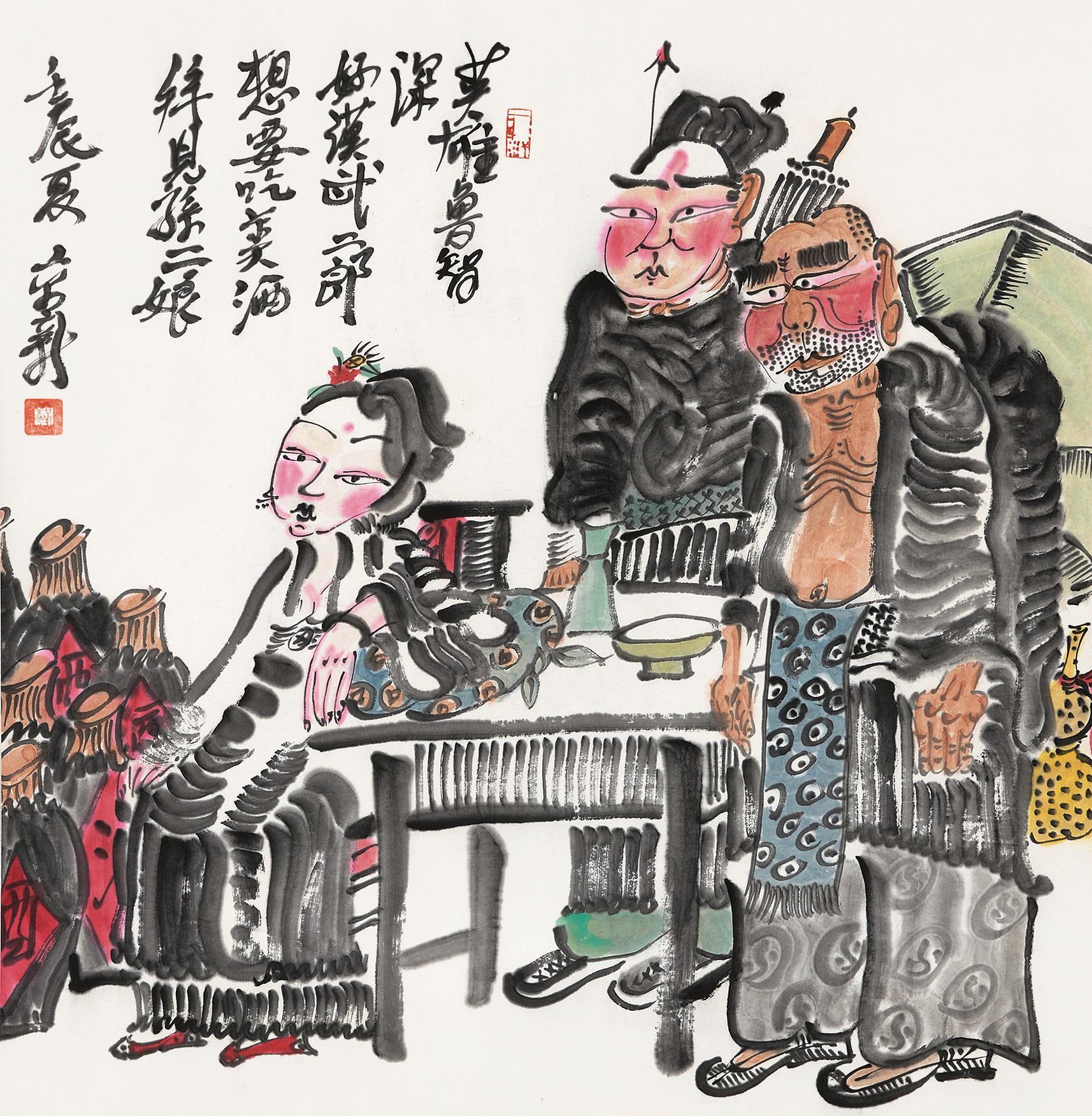 6060 2012年作 京剧人物 立轴 设色纸本