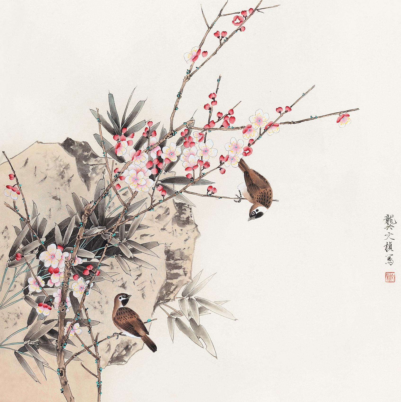 【鸟啼花影 镜心 设色纸本】拍卖品_图片_价格_鉴赏_绘画_雅昌艺术品