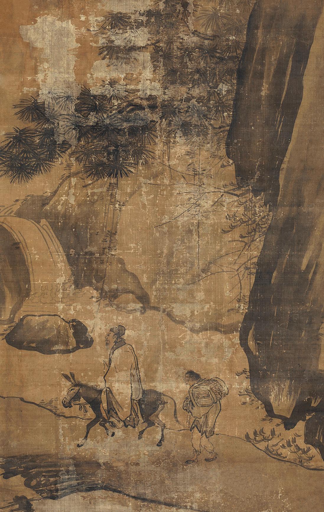 7111访友图立轴水墨绢本