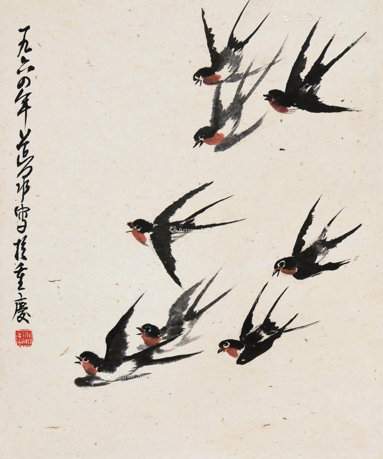 0227燕子镜心纸本