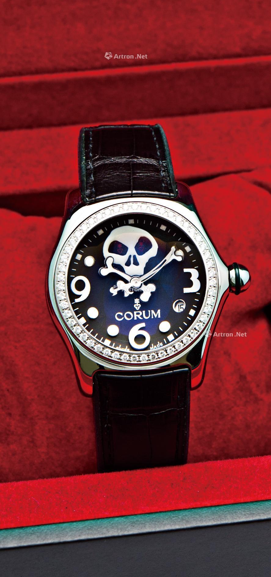 0580 昆仑"bubble jolly roger"钢钻石圈石英机芯日历皮带女装腕表