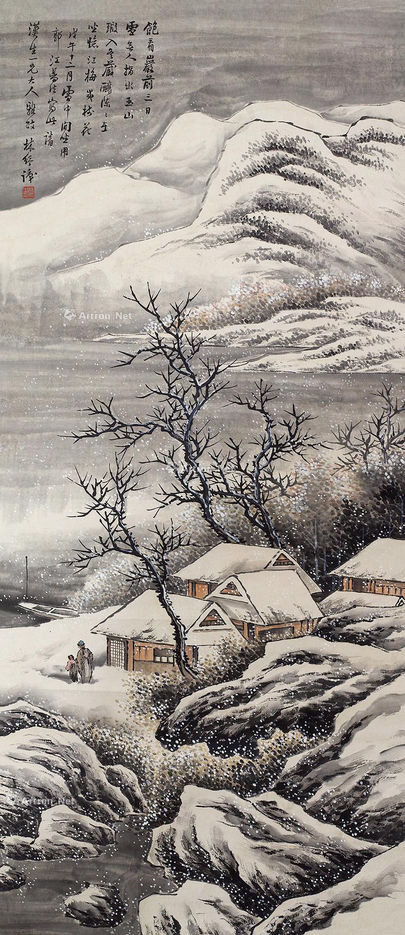 写意冬天雪景国画图片