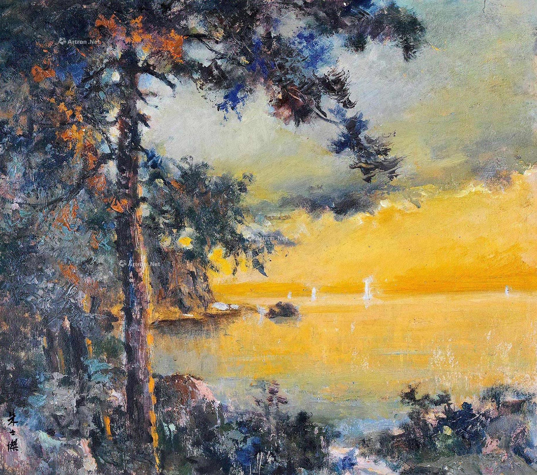 【1954年作 夕照帆影 油彩 纸本】拍卖品_图片_价格_鉴赏_油画_雅昌