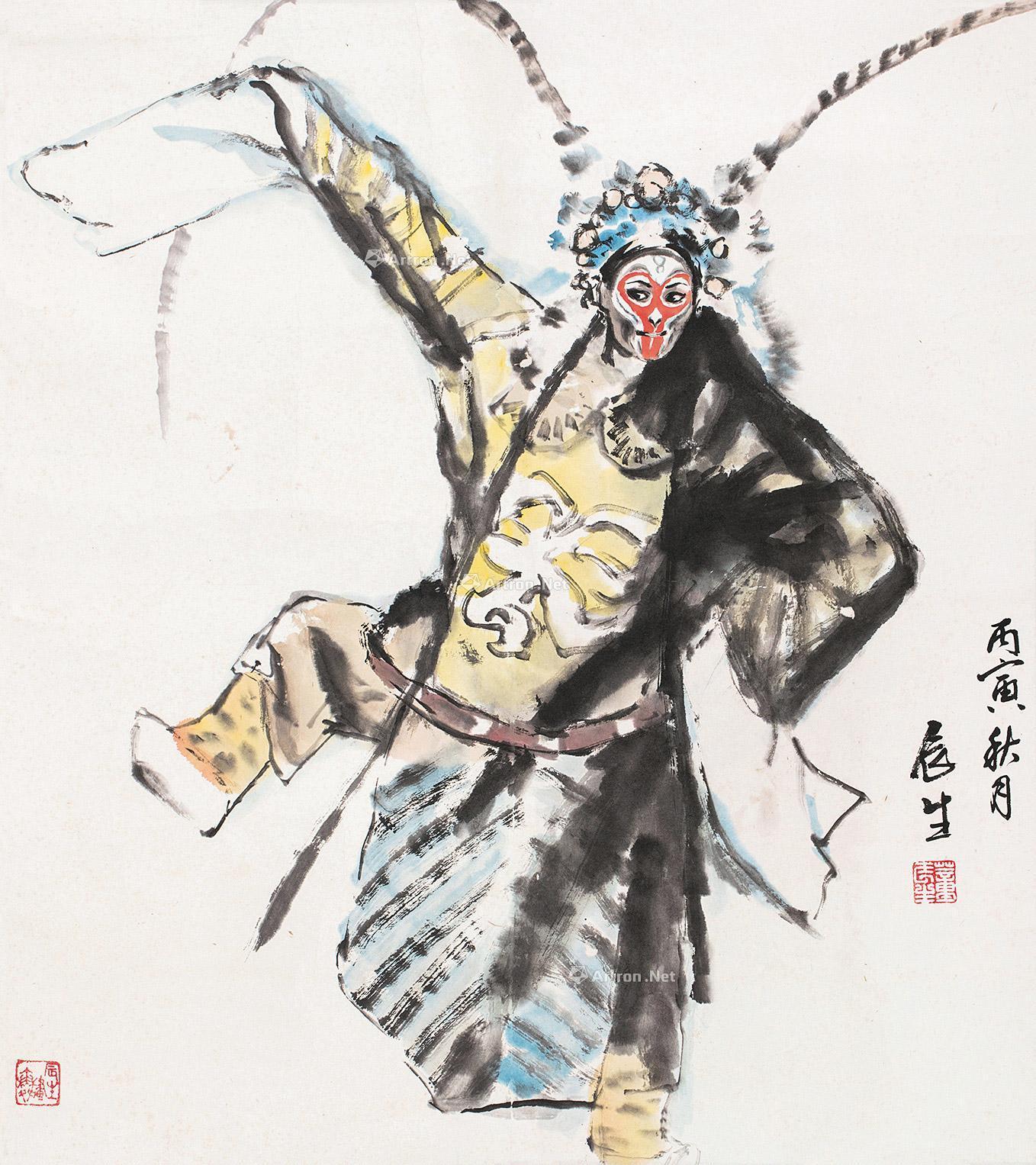 0533孙悟空镜片设色纸本