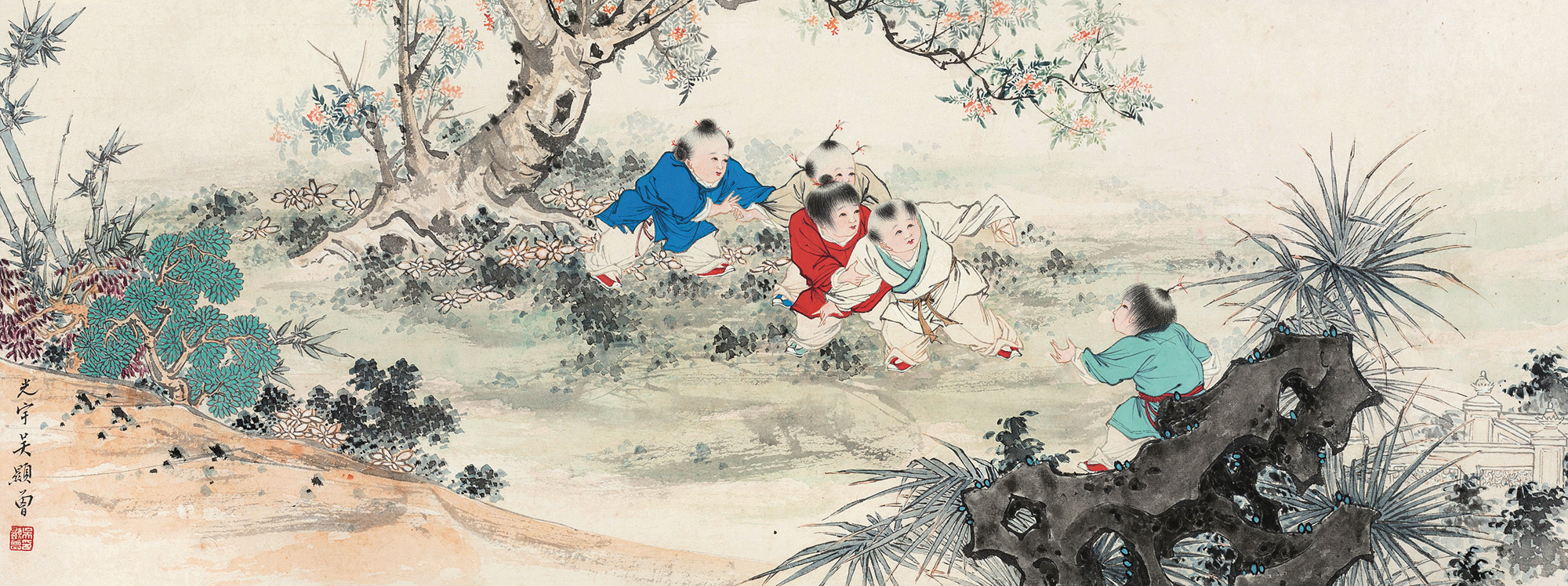 0118婴戏图镜心纸本