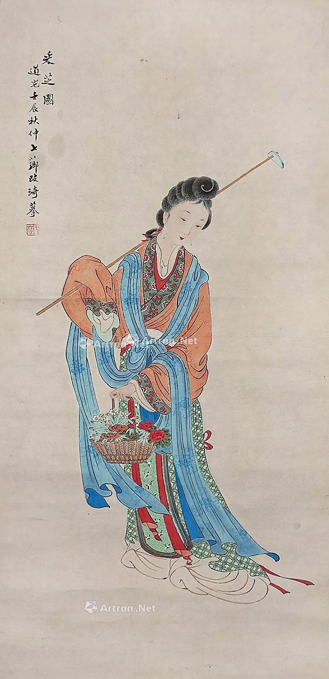 0219采芝图挂轴设色纸本